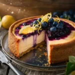 Lemon Blueberry Cheesecake with fresh blueberries